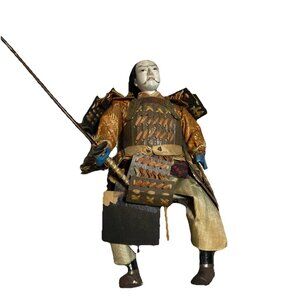 Vintage Japanese Samurai Wall Doll Musha Ningyo Warrior 8” Tall Read